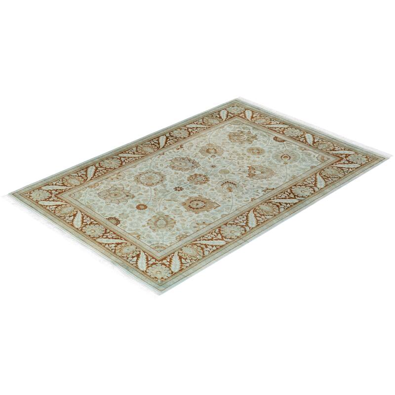 Overton Hand Knotted Wool Vintage Inspired Modern Contemporary Overdyed Gray Area Rug - 4' 1" x 6' 0"