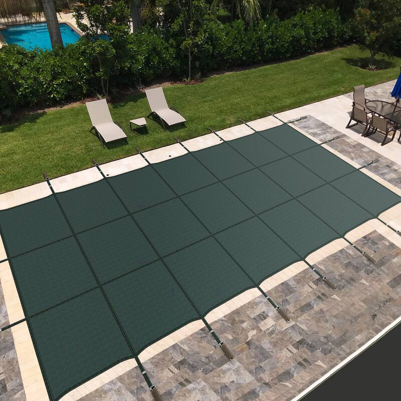 Gymax Winter Swimming Leaf Pool Cover Safety Pool Cover for 32 x 16 FT