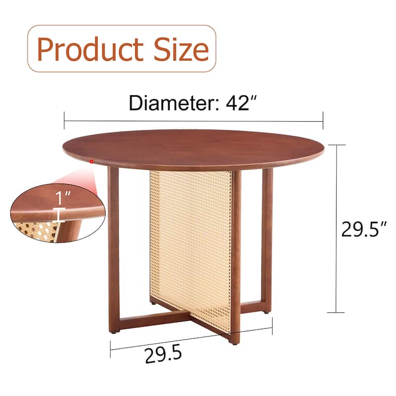 Chinese Countryside Retro Solid wood round Table, Simple Modern Imitation Rattan Table, Wooden Table, Desk