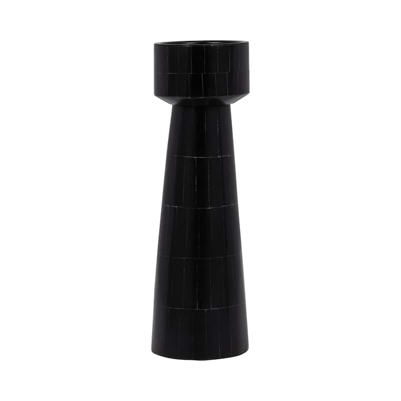 Sagebrook Home Elegant Resin Candle Holder - Enhance Your Home's Ambiance - Black - 4" x 4" x 12"