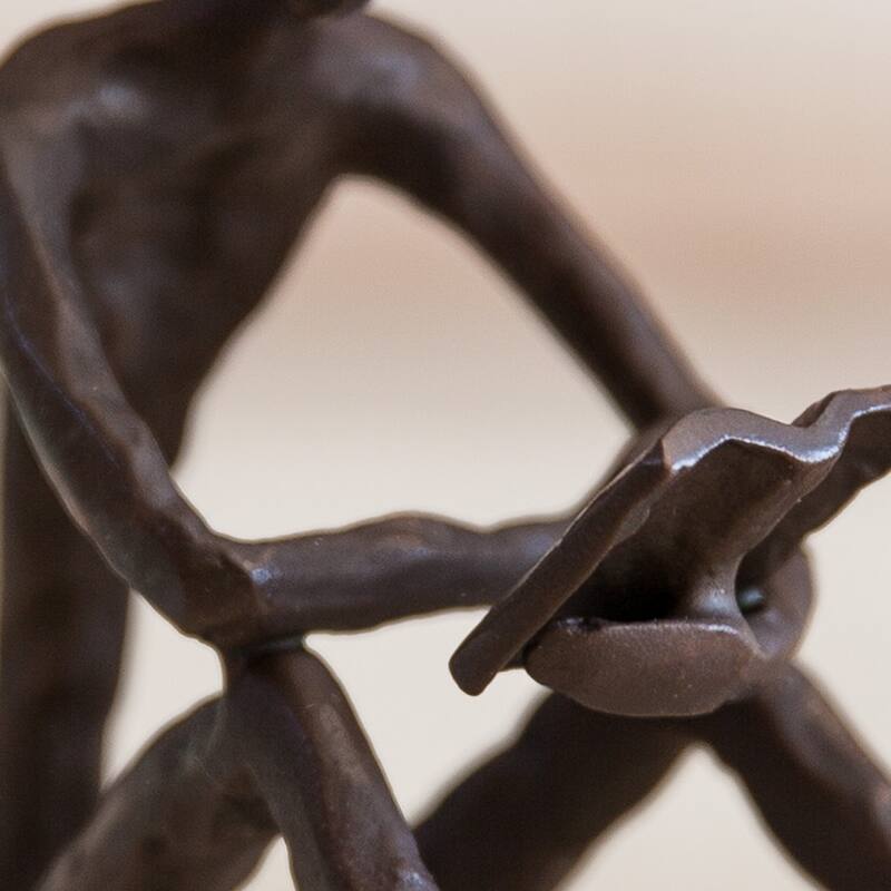 Handcrafted Reading Person Textured Sculpture - 4.5" - Bronze
