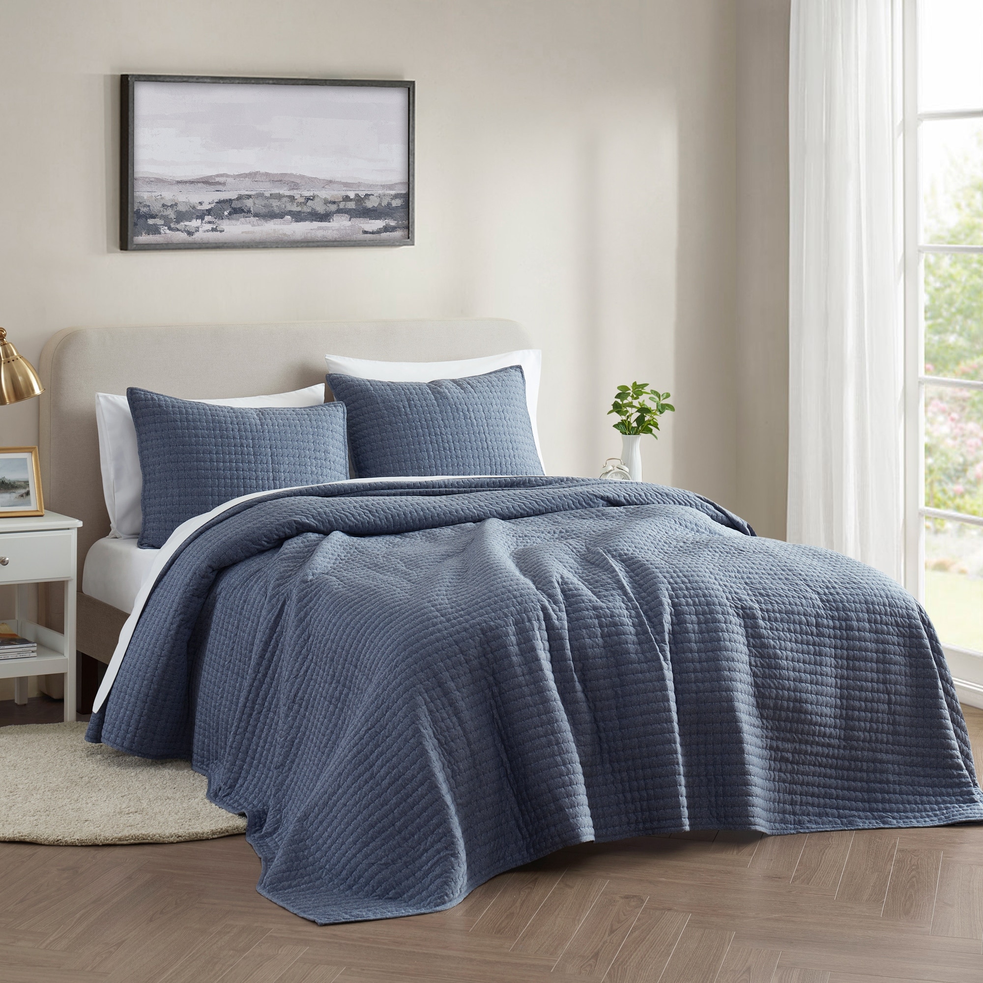Navy and white quilt bedding sale