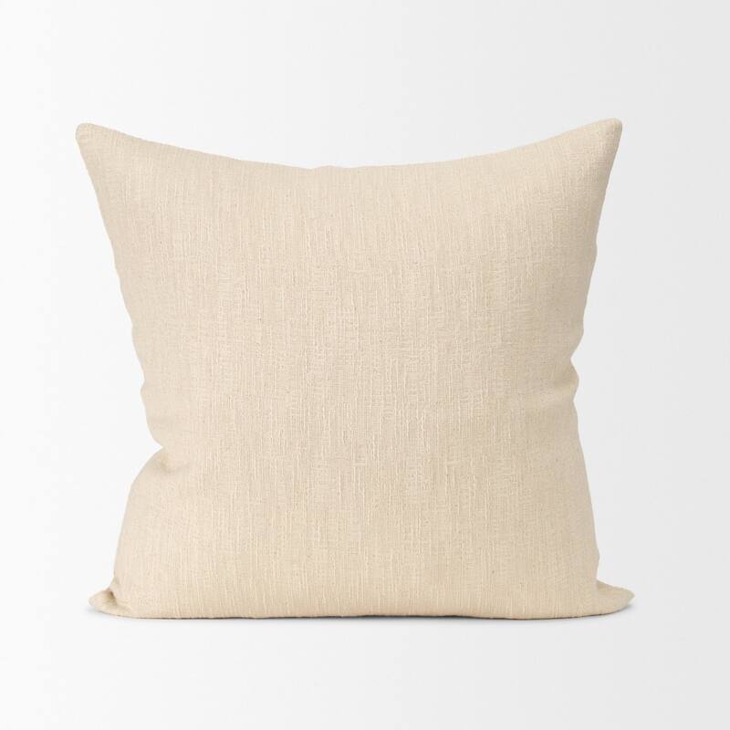 Jenner Cream Cotton-Linen Blend Decorative Square Pillow Cover