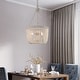 preview thumbnail 2 of 5, Boho Wood Beads 4-light Chandelier Empire Weathered Coastal Ceiling Light for Dining Room - D15.5"*H87"