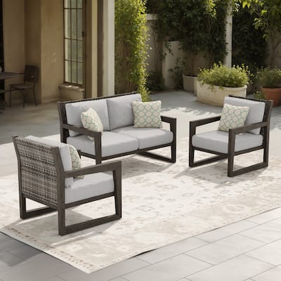 Corvus Augusta 3-piece Outdoor Conversation Set with Sunbrella Pillows