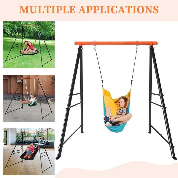 slide 2 of 5, Transform Your Backyard with Our Kids Swing Sets for All Ages - 77.9"(L) x 63.4"(W) x 73.2"(H) Orange