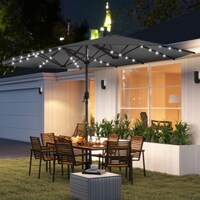 Sun Red Color Light Outsunny 14.8 ft. Double Umbrella, Large Outdoor Patio Sun Shade with ...