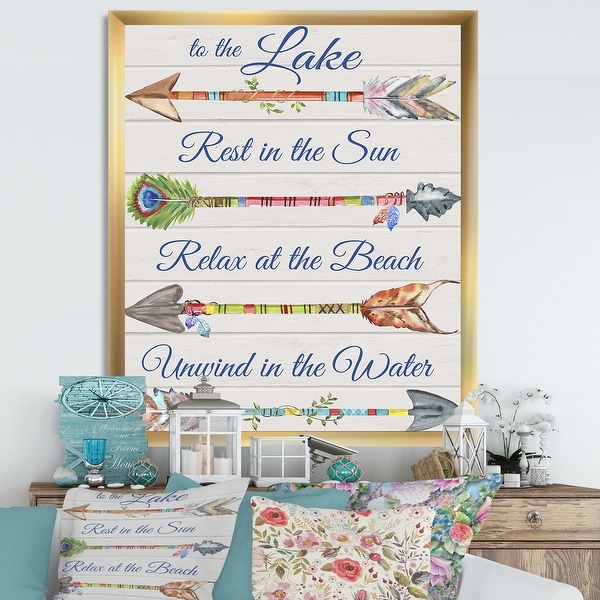 Designart 'Sentimental Arrows-Lake' Lake House Framed Art Print. Opens flyout.