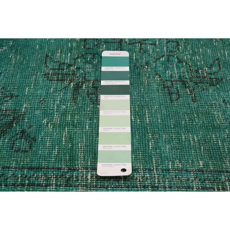 ECARPETGALLERY Hand-knotted Color Transition Green Wool Rug - 3'3 x 10'3