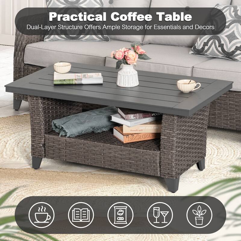 Patio 4-Piece Conversation Set Wicker Sofa Set with Soft Cushions