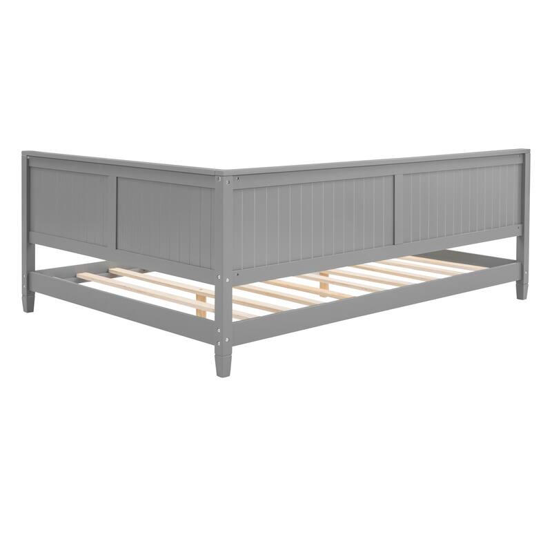 Wooden Daybed with Armrest and Backrest, Twin/Full Sizes, Classic Mid-Century Sofa Bed for Living Room Decor