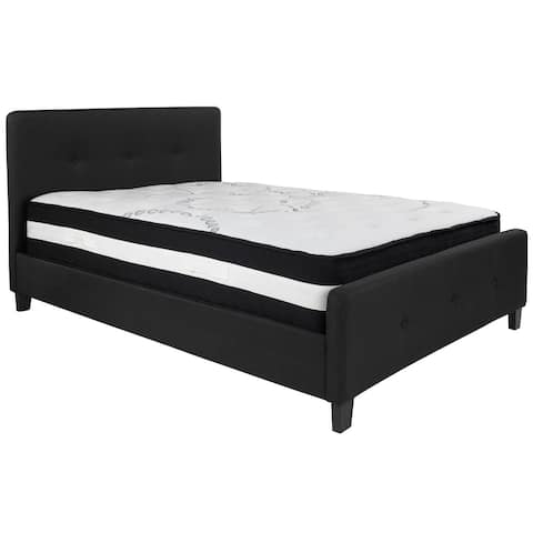 81 Black Fabric Tribeca Full Size Tufted Upholstered Platform Bed with Pocket Spring Mattress