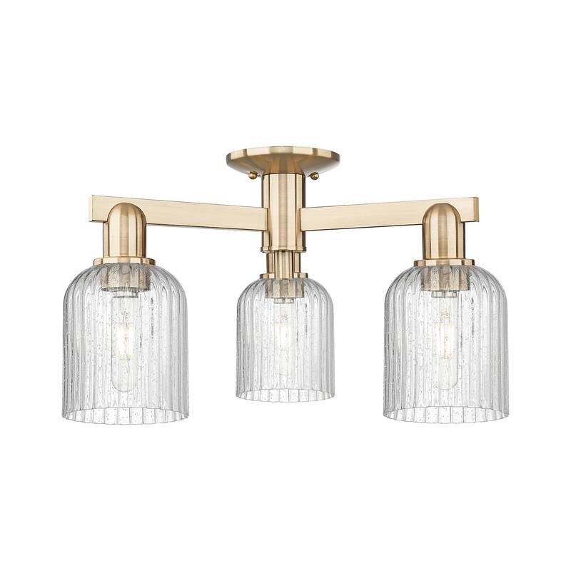 Innovations Lighting 716-3F-11-23 Bridal Veil Semi-Flush Bridal Veil 3 - Champagne Bronze / Seedy