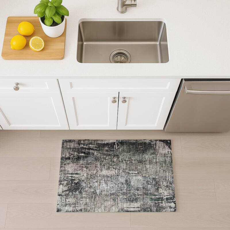Machine Washable Indoor/ Outdoor Abstract Modern Chantille Rug