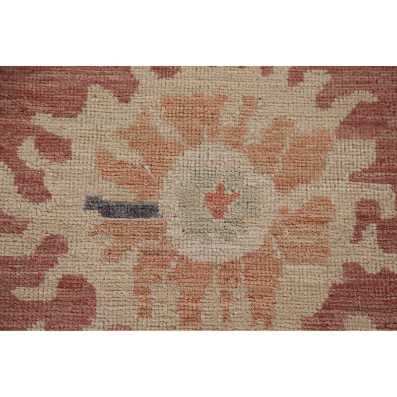 Floral Red Oushak Turkish Area Rug Hand-knotted Wool Carpet - 8'11" x 11'10"