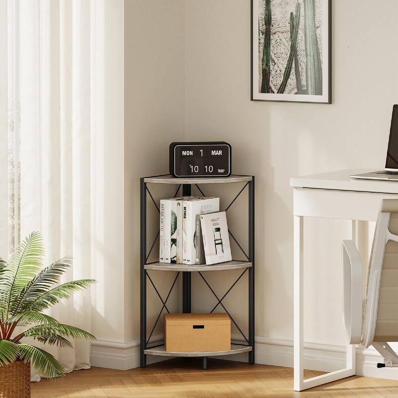 Corner Shelf with Metal Frame - 11.8"D x 11.8"W x 26.9"H