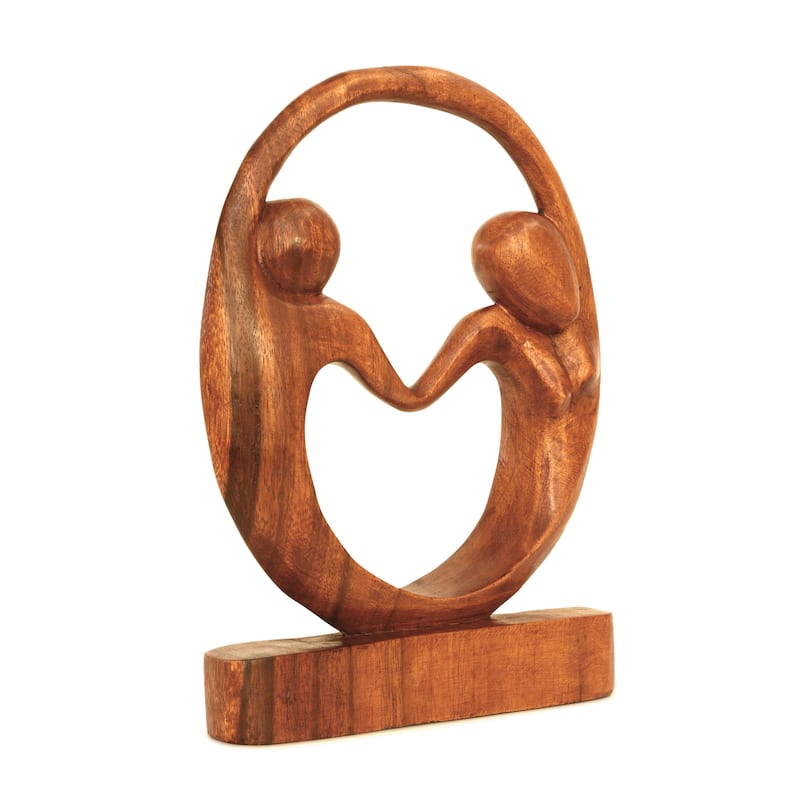 12" Wooden Handmade Abstract Sculpture Statue Handcrafted "True Romance" Gift Decorative Home Decor Figurine Accent Decoratio