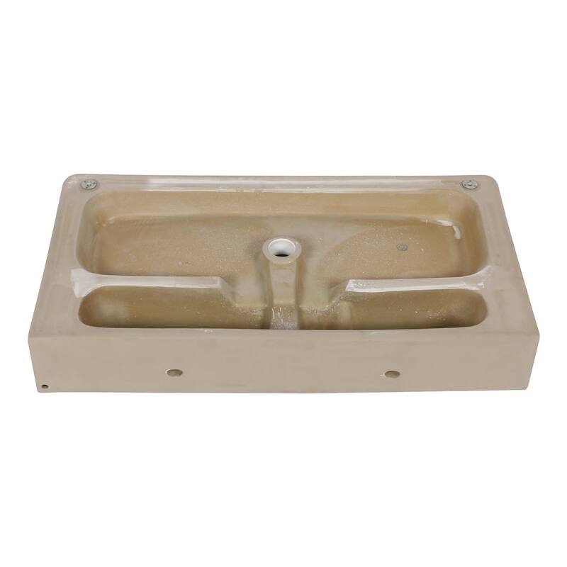 Ceramic Console Sink for Bathroom with Overflow, Stainless Steel Legs, Drain Kit Included, Easy Installation for Commercial Use