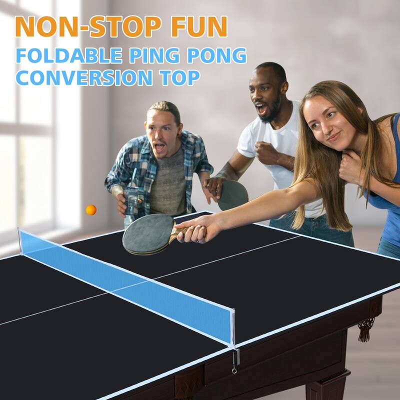 8ft Black Mid-Size Ping Pong Conversion Top Foldable & Portable Table Tennis Table Top for Indoor Games