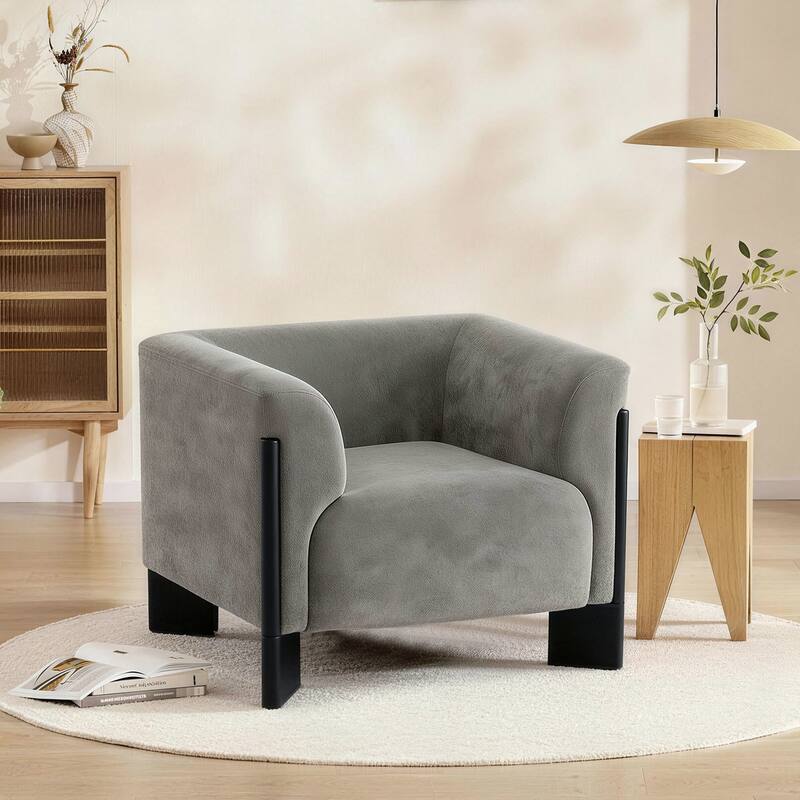 Modern Upholstered Arm Club Chair - Grey