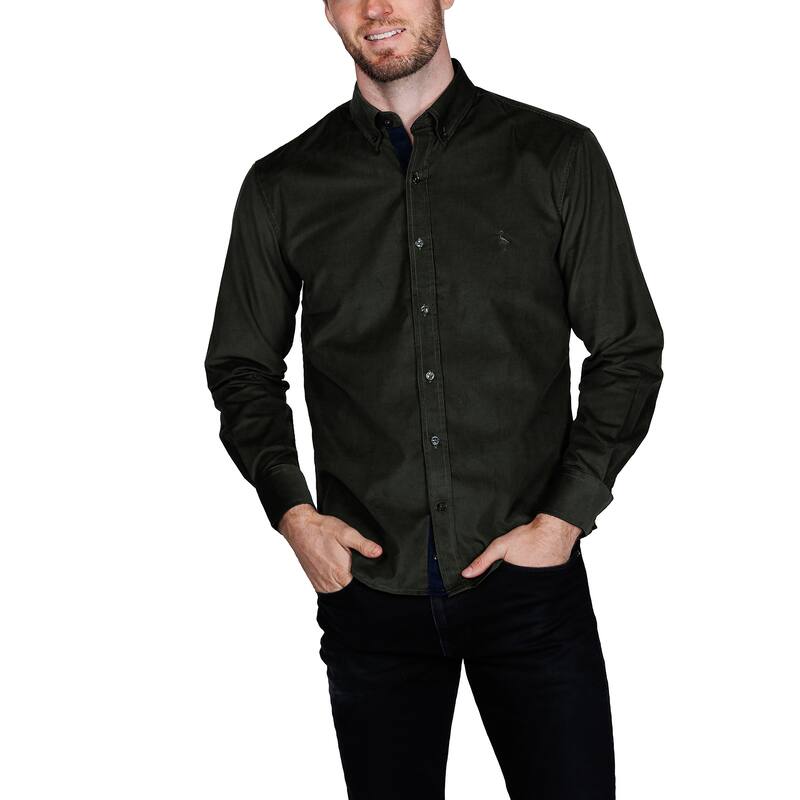 Tailorbyrd Men's Corduroy Button-Down Shirt - Olive - S