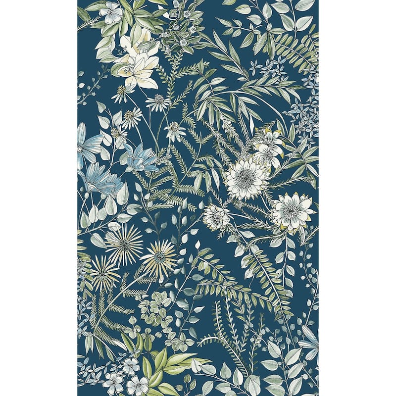 A-Street Prints Full Bloom Navy Navy Floral Wallpaper