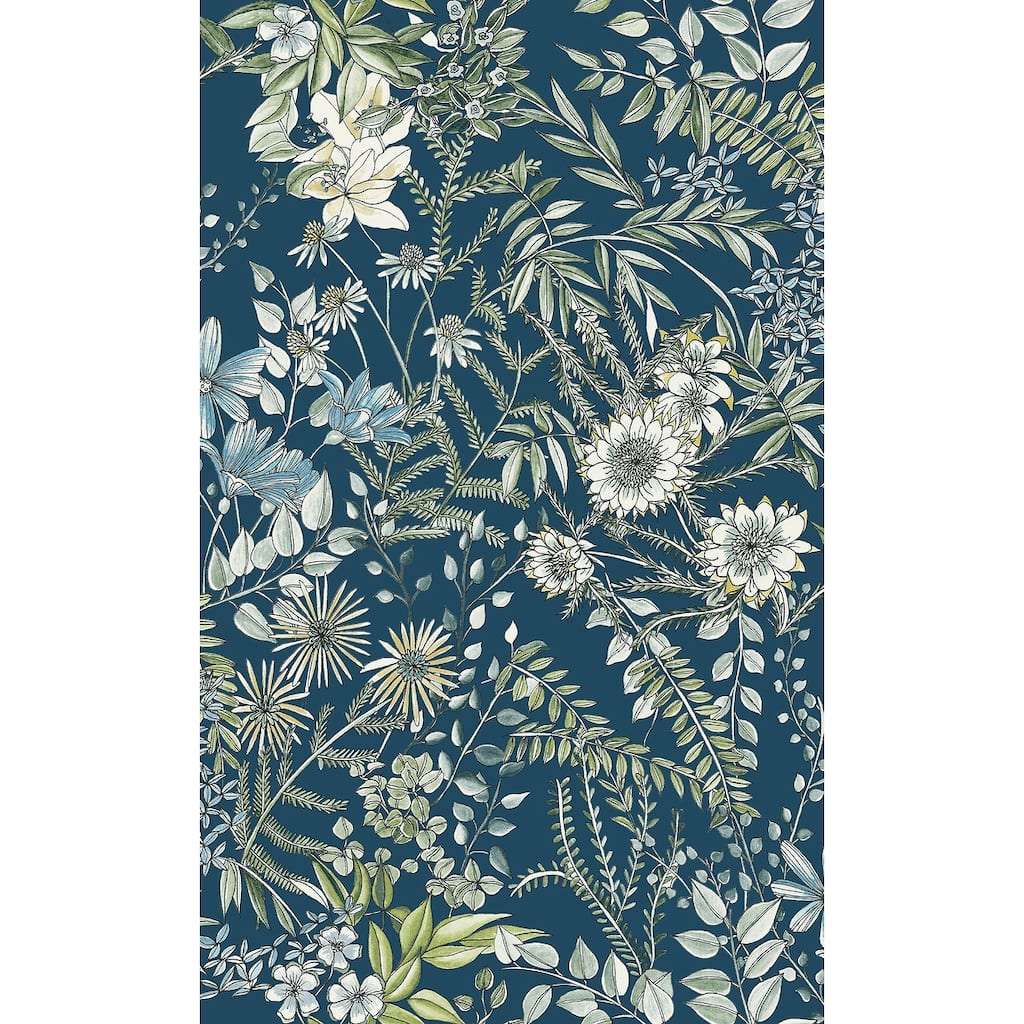 A-Street Prints Full Bloom Navy Navy Floral Wallpaper