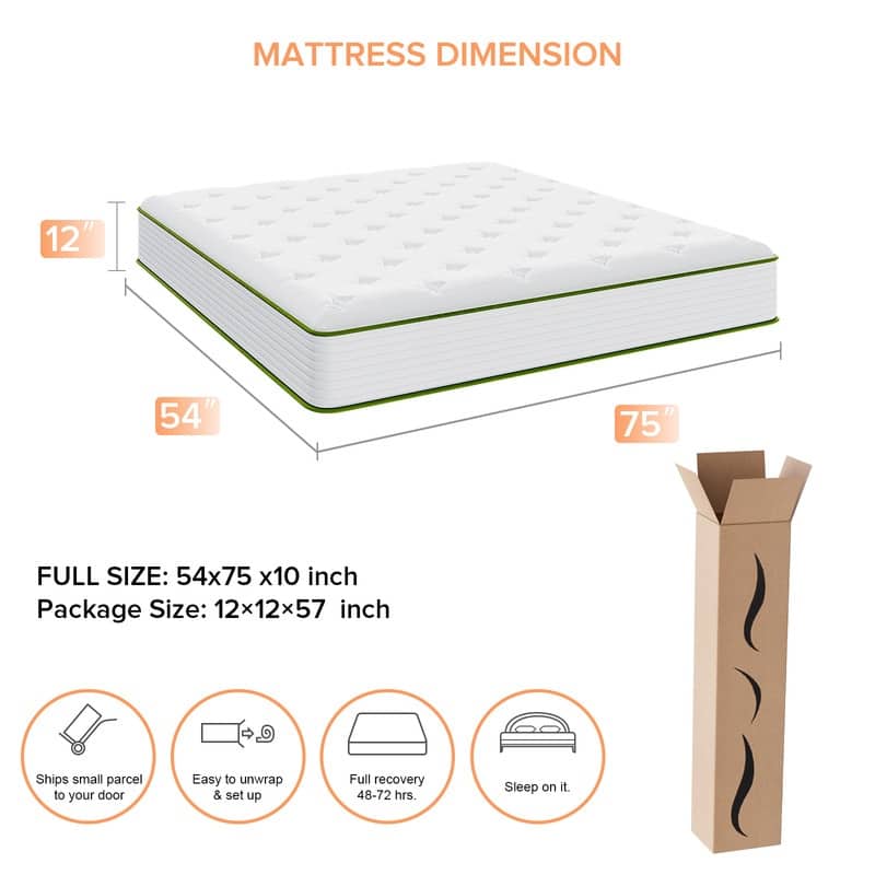 SweDrea 12 in. Plush Gel Memory Foam Innerspring Hybrid Mattress with CertiPUR-US, SGS and OEKO-TEX