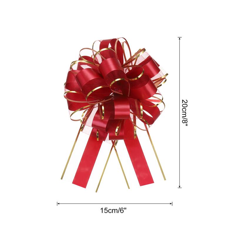 5pcs Large Big Pull Bow Gift Wrapping Bows Ribbon for Christmas - Wine Red - 6 Inch