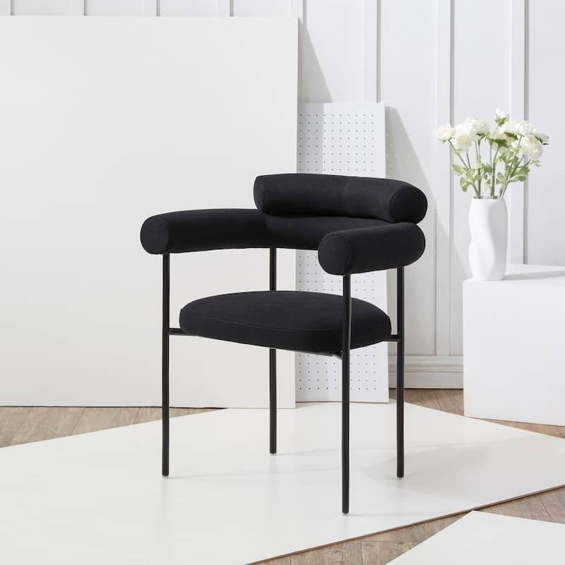 SAFAVIEH Couture Frouwe Curved Back Dining Chair (Fully Assembled) - 26Wx21Dx30H - Black/Black