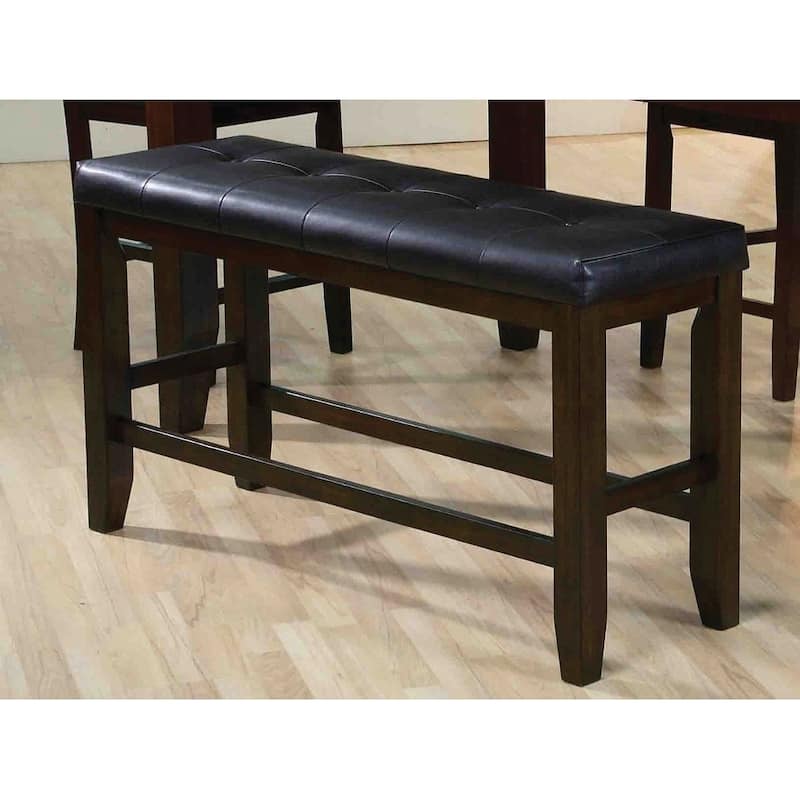 Comfy Wooden Counter Height Bench, Black & Espresso Brown - 24 H x 17 W x 48 L Inches