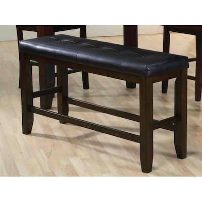 Comfy Wooden Counter Height Bench, Black & Espresso Brown - 24 H x 17 W x 48 L Inches