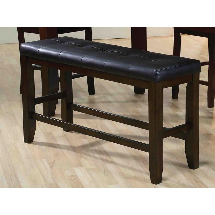 Comfy Wooden Counter Height Bench, Black & Espresso Brown - 24 H x 17 W x 48 L Inches