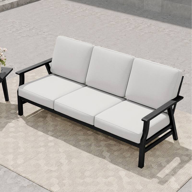 Casual Wood Cushioned 5-Piece Outdoor Patio Conversation Set