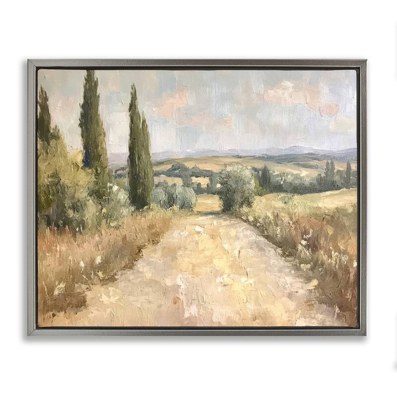 Stupell Rural Trail Landscape Framed Floater Canvas Wall Art Design By Petal Prints Design - 21 x 17 - Grey