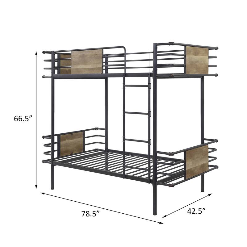 Curry Gunmetal Twin over Twin Bunk Bed