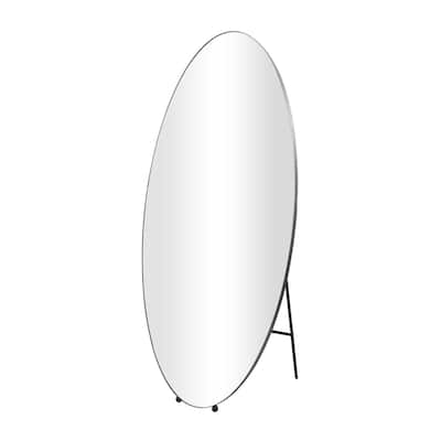 Metal Oval Freestanding Room Floor Mirror with Ball Feet - Silver - Roche River Decor