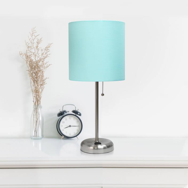 Porch & Den Custer Metal/ Fabric Lamp with Charging Outlet