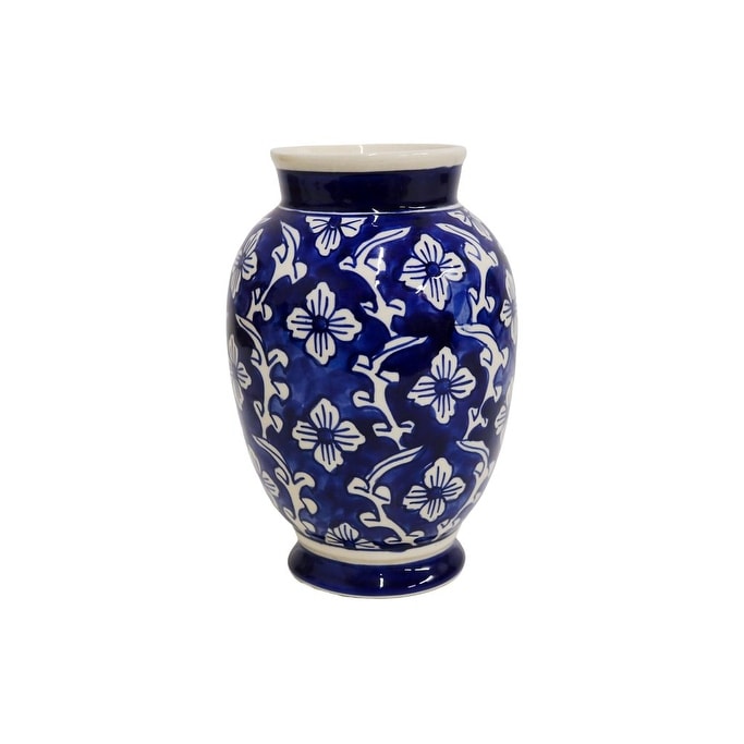 Home&Manor Classic Ceramic Vase Blue/White