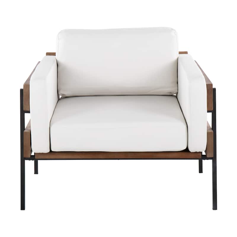 Carbon Loft Kari Accent Chair - White Faux Leather/Brown Wood/Black Metal