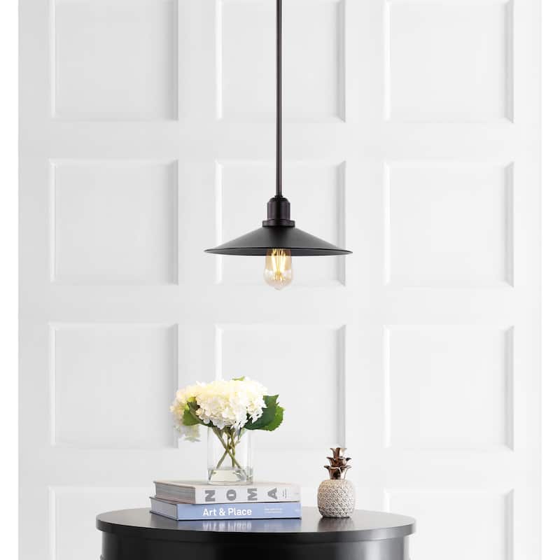 Victoria 10.5" 1-Light Bohemian Farmhouse Iron LED Pendant, Oil Rubbed Bronze by JONATHAN Y
