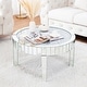 preview thumbnail 8 of 10, Modern Mirror Glass Round Coffee Table with Crushed Diamond