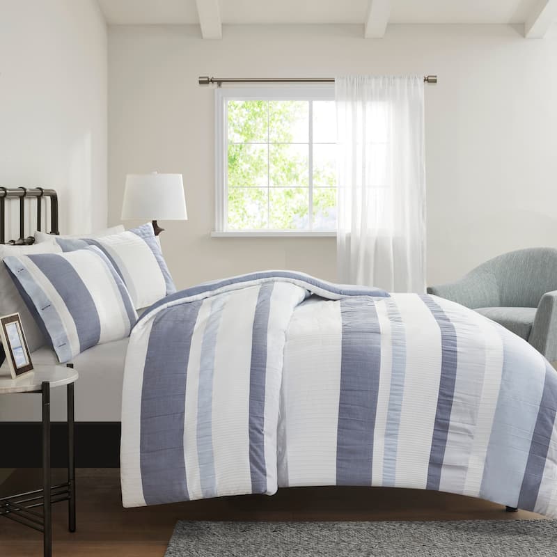 Madison Park Levi Blue/ Natural 3 Piece Jacquard Duvet Cover Set(Insert excluded)