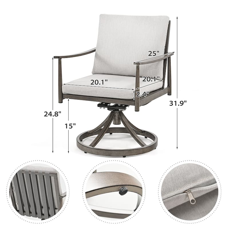 SleekLine 7-Piece Aluminum Patio Dining Set with Webbing Chair Back and Removable Cushions