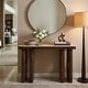 preview thumbnail 2 of 10, Modern Edge Travertine Console Table with Wood Base - 47", Tan & Brown - 46.25"