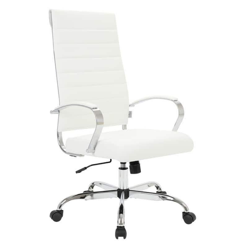 Benmar High Back Leather Executive Office Desk Chair with Chrome Frame, Adjustable Height, Tilt Lock and Swivel for Home Office