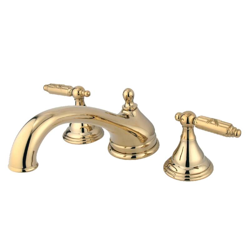 Kingston Brass Georgian Deck Mounted Roman Tub Filler with Lever - Polished Brass