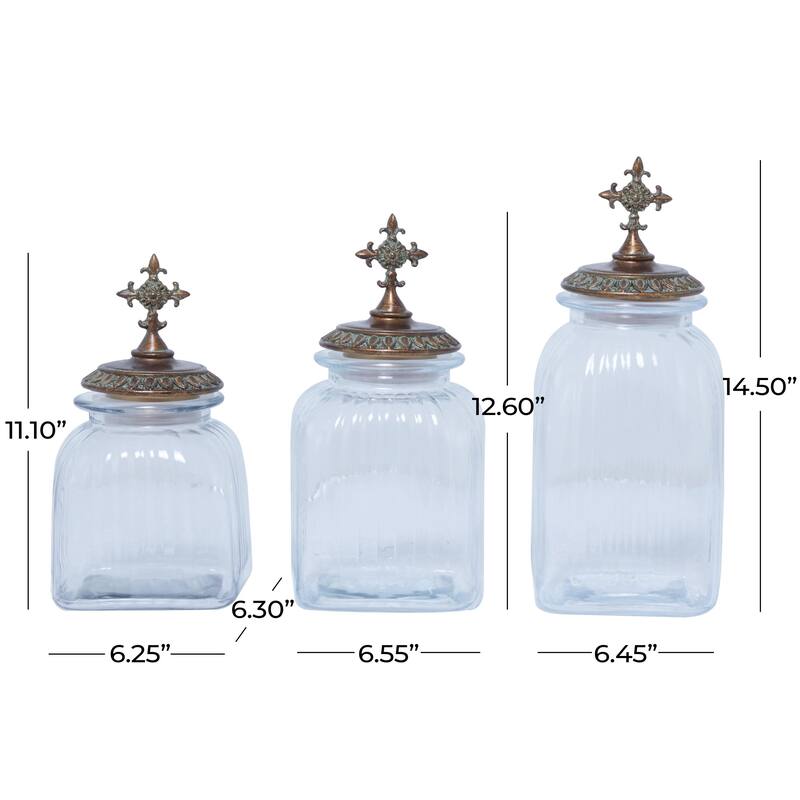 Glass Decorative Jars - Set of 3 Clear - Roche River Decor