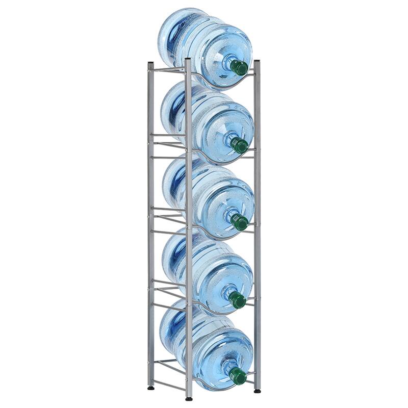 5 Gallon Water Jug Holder Water Bottle Storage Rack, 5 Tiers - Silver