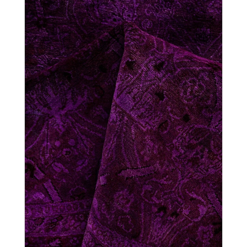 Contemporary Overdyed Wool Hand Knotted Round Area Rug - 6' 1" x 6' 1"